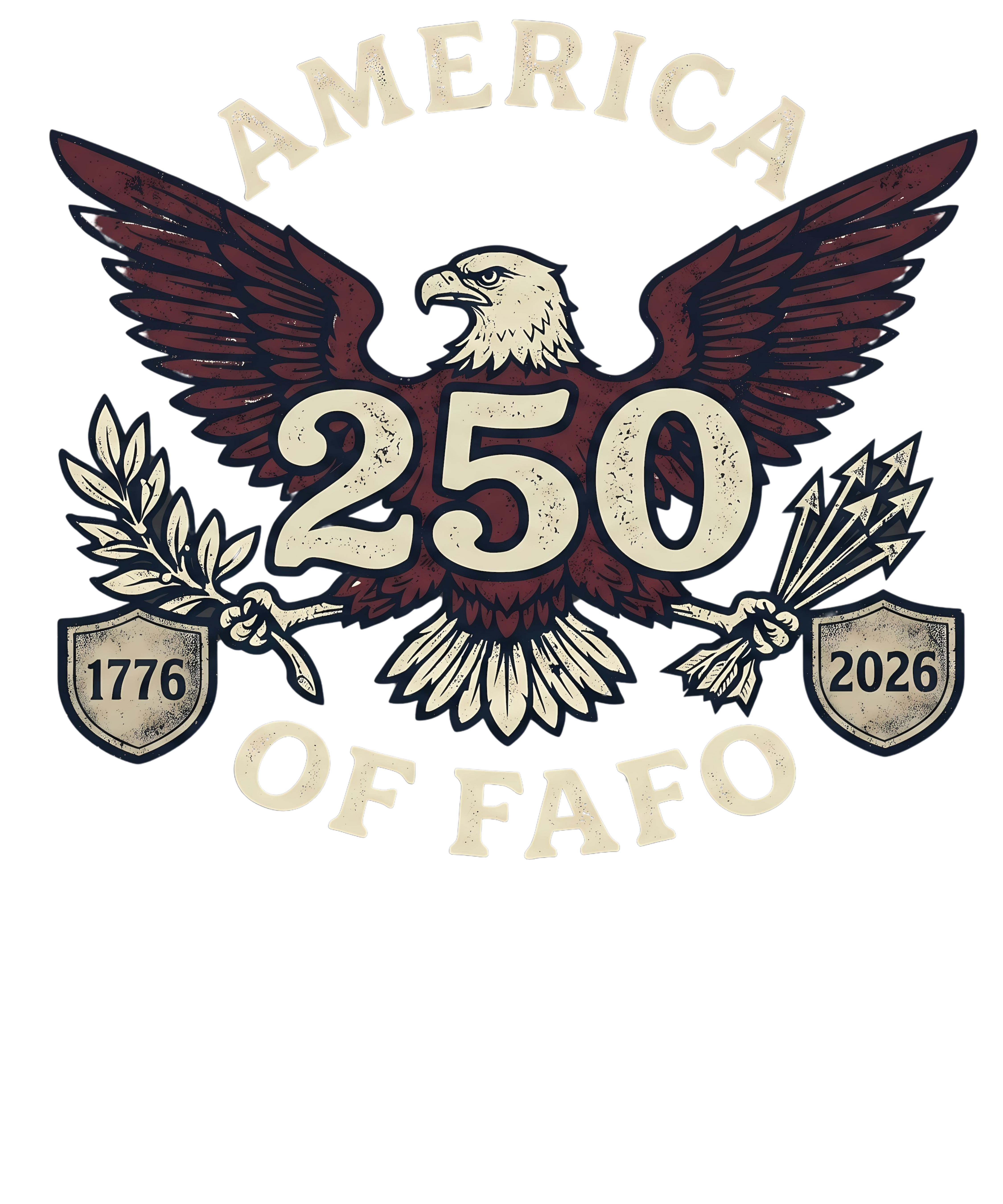America 250 of FAFO Eagle Badge Tee printed on a heavyweight t-shirt